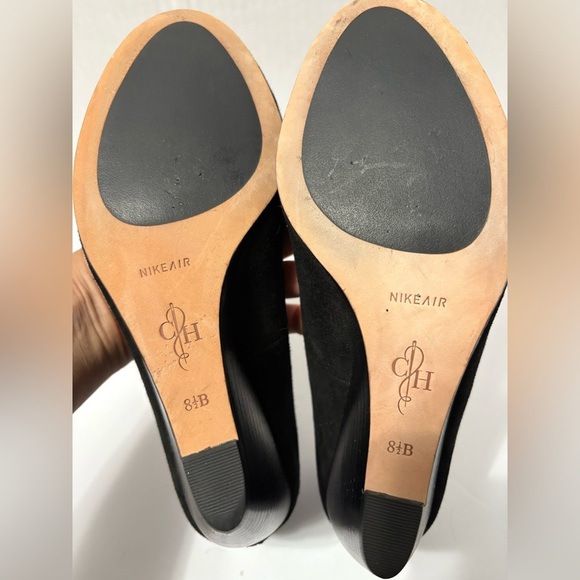 Cole Haan Lainey Black Suede Wedge Dress Heels w Nike Comfort Sole. Round Toe. - Picture 10 of 11